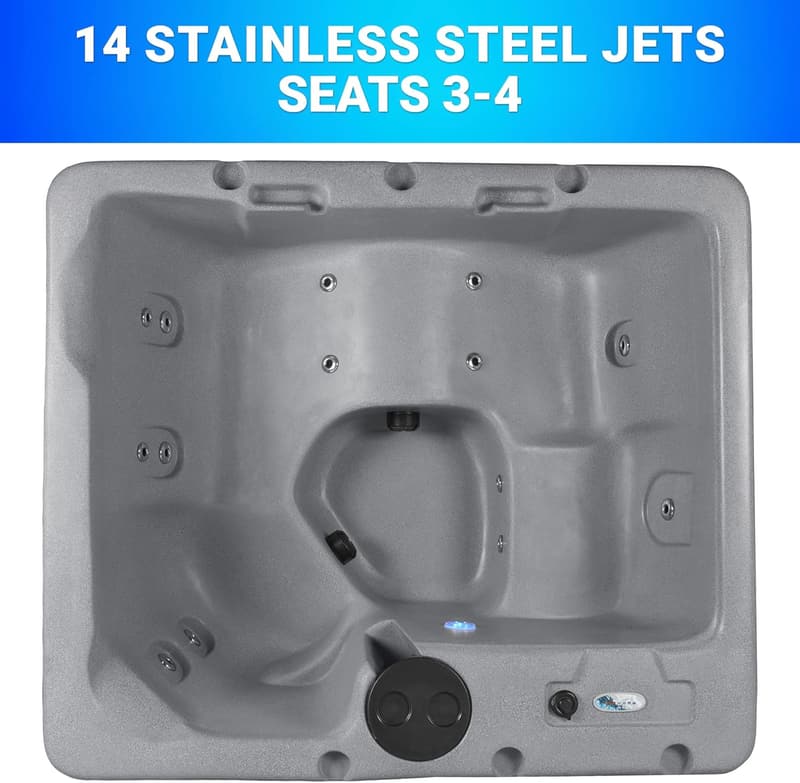 Outdoor Hot Tub for 4 Adults with 14 Jets and LED Lighting
