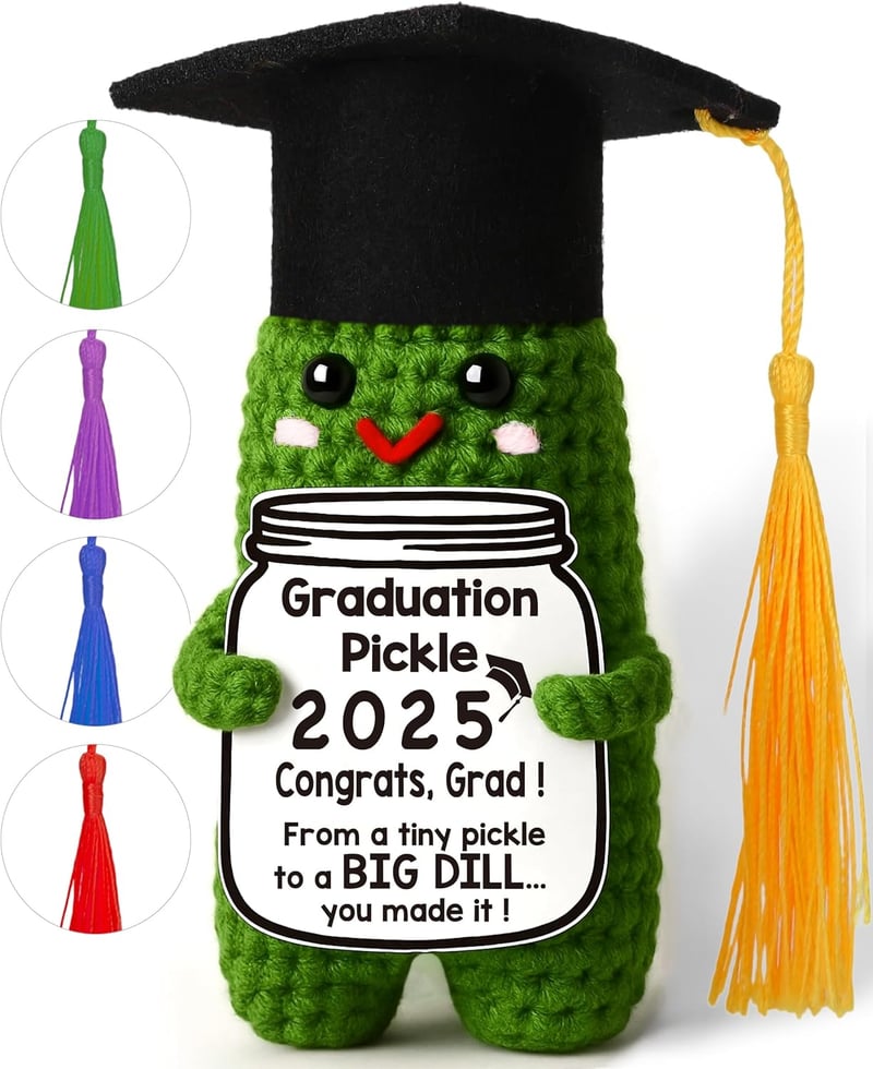 Graduation Crochet Pickle Gift with Tassels for Him/Her