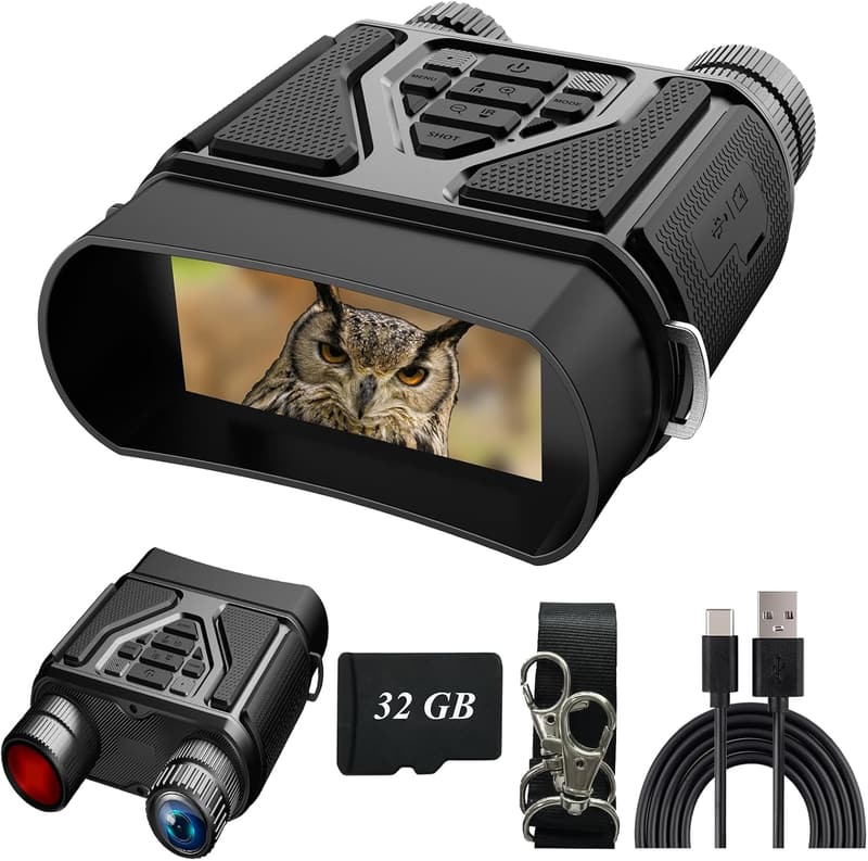 Night Vision Binoculars for Men - 8X Zoom, Rechargeable