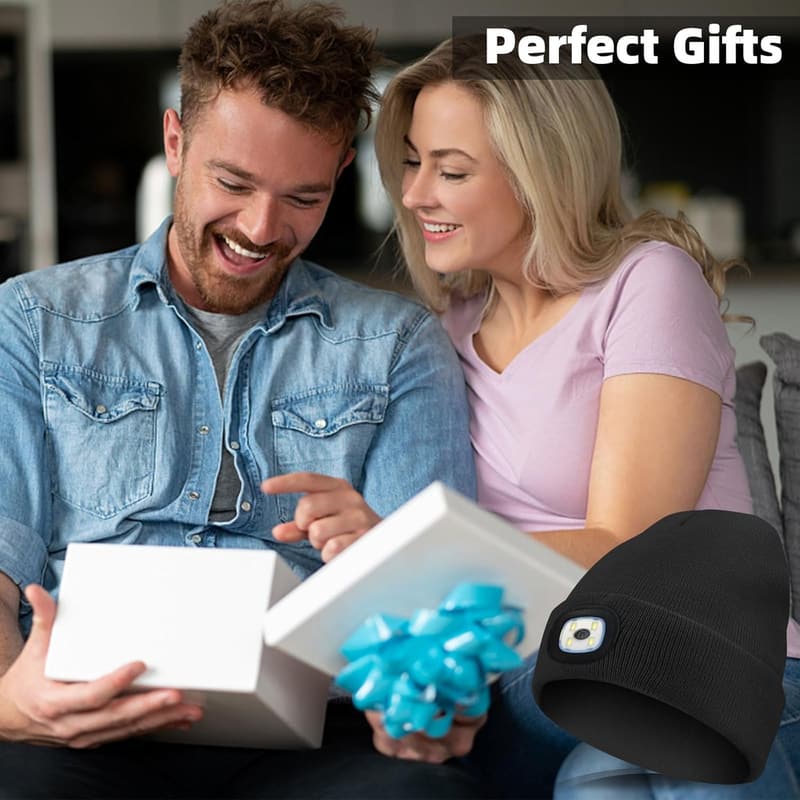 USB Rechargeable LED Beanie Hat for Men and Women