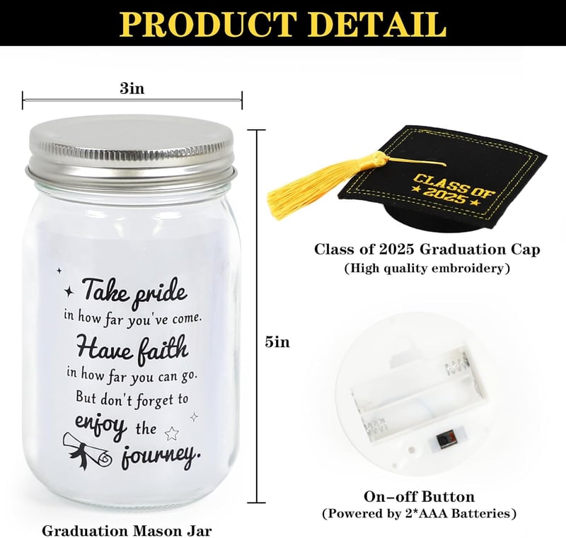 Graduation Night Light Mason Jar Gift for Class of 2025
