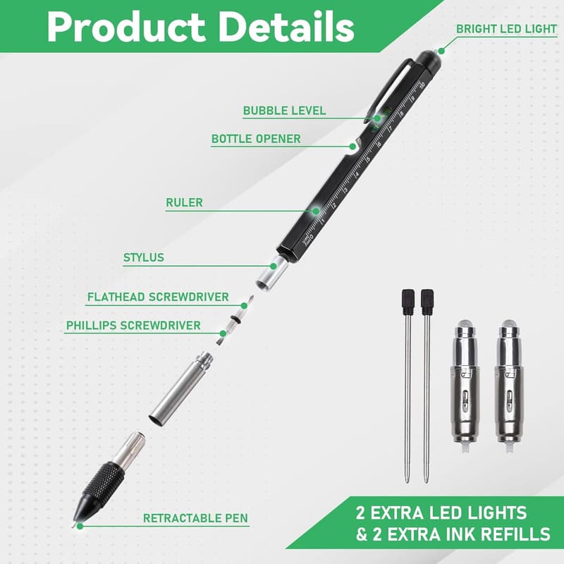 Father's Day 9-in-1 Multitool Pen with LED Light for Men