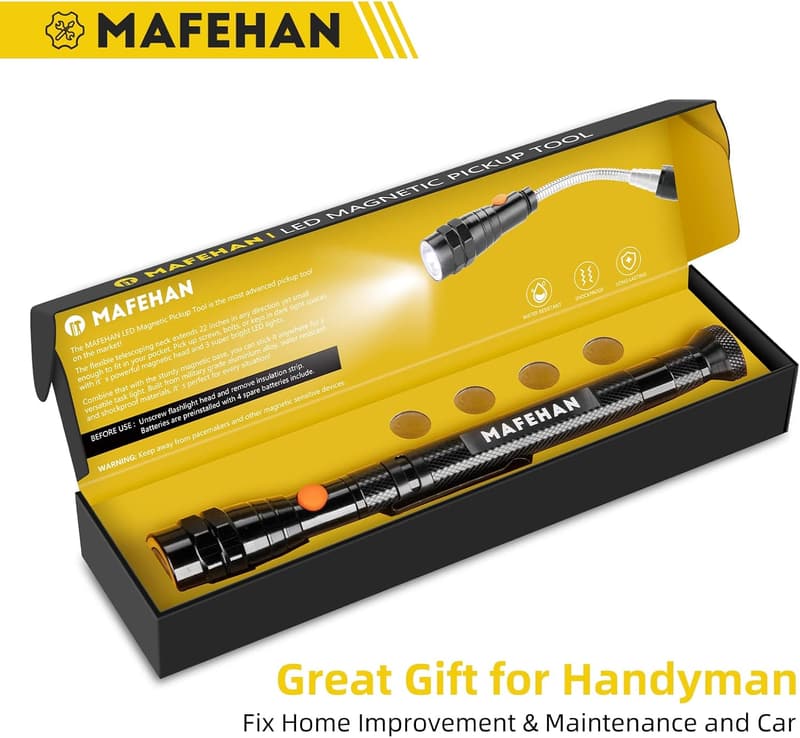 Father's Day LED Magnetic Pickup Tool with Telescoping Neck