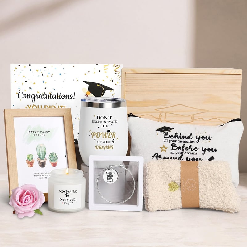 Graduation Gifts for Her: Personalized Wine Tumbler & Makeup Bag