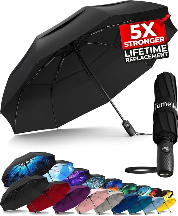 Compact Windproof Travel Umbrella - Automatic Folding & Durable