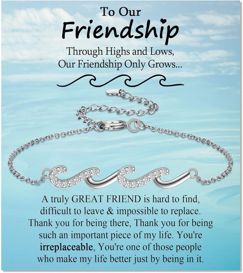 Silver BBF Wave Bracelet for Women - Perfect Gift for Her