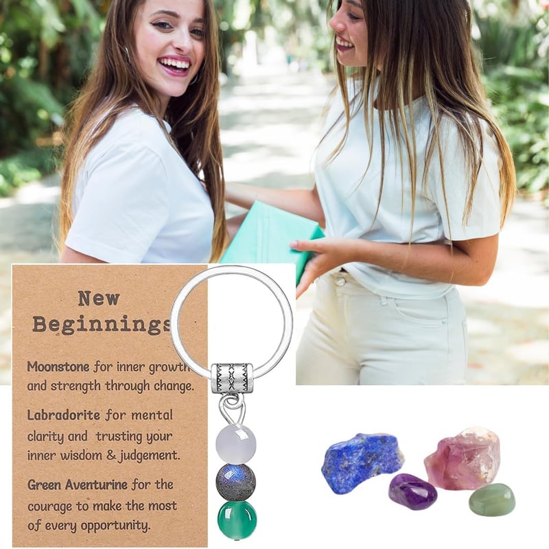 Natural Crystals Keychain for Graduation & New Beginnings