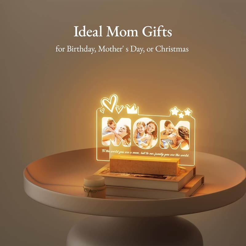 Personalized Night Light with Picture - Mother's Day Gift for Mom