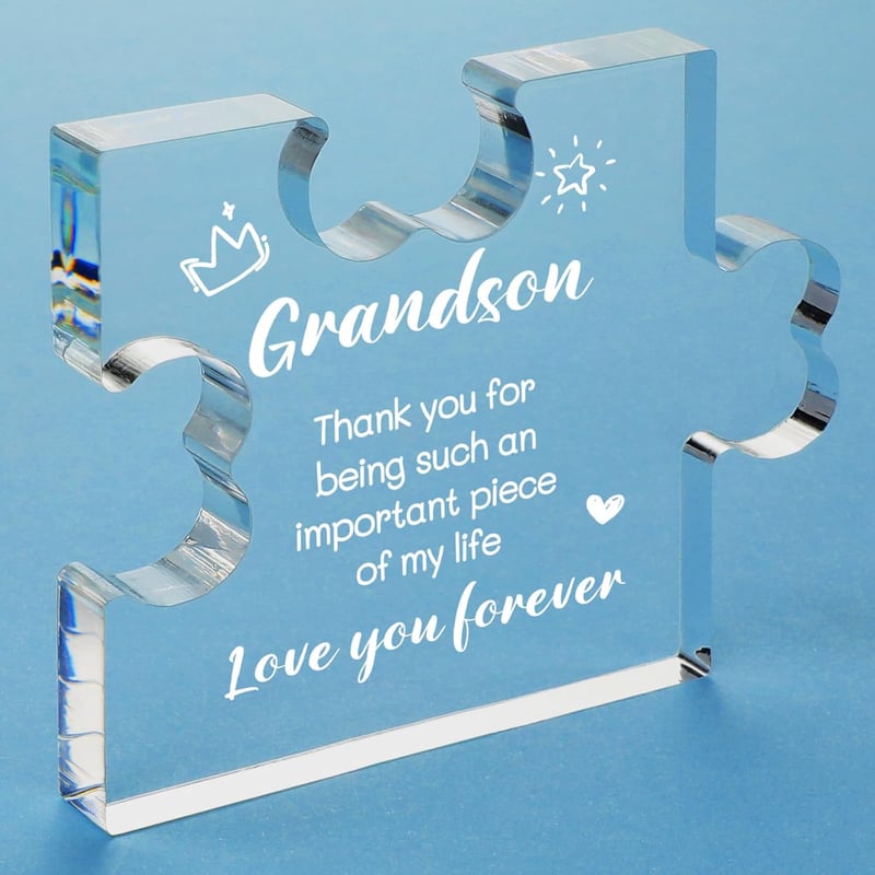 Grandson Gift from Grandma - Acrylic Puzzle Plaque Decor
