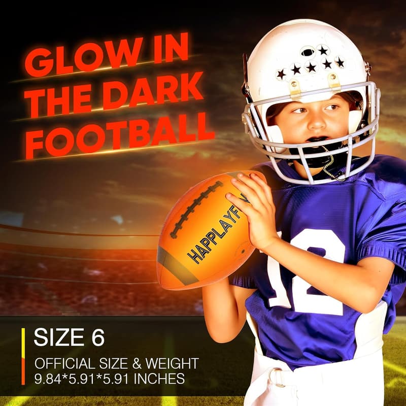 LED Glow in the Dark Footballs for Kids Age 8-13