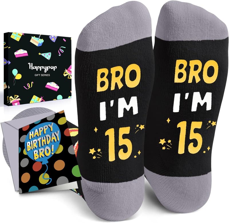 15th Birthday Socks Gift Set for Teen Boys & Girls