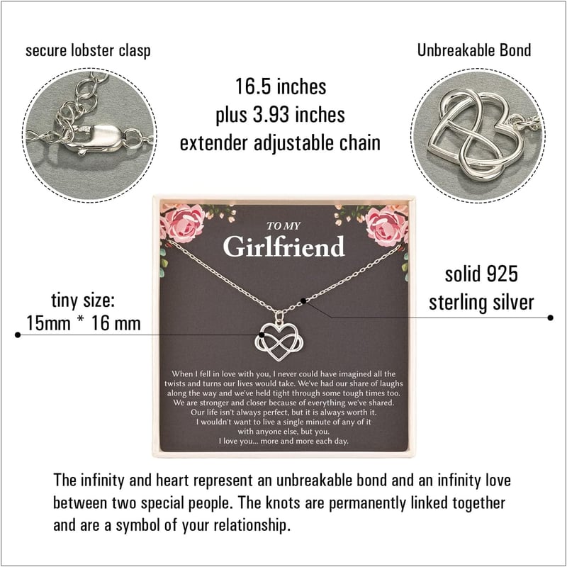 925 Sterling Silver Tiny Infinity Heart Necklace for Her