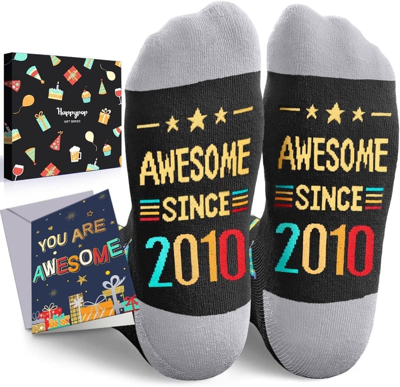 15th Birthday Gift Box for Boys - Fun Socks & Card