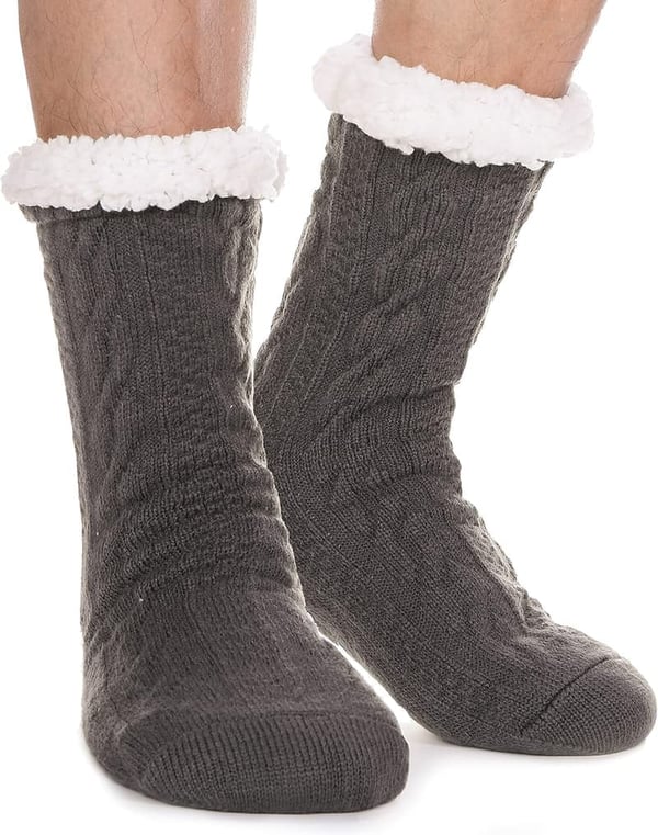 Winter Cozy Fleece Slipper Socks for Men - Thick Non-Slip