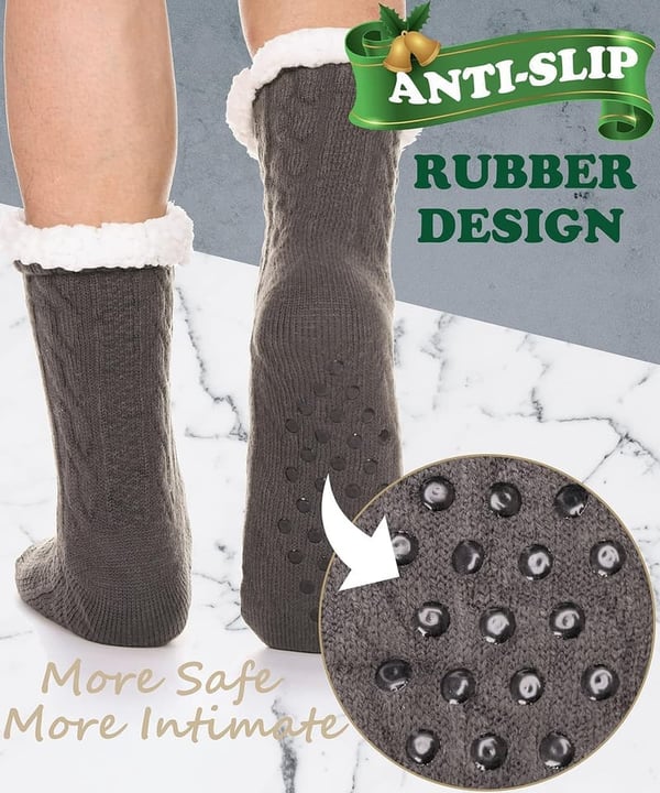 Winter Cozy Fleece Slipper Socks for Men - Thick Non-Slip