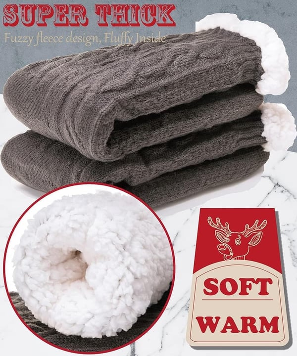 Winter Cozy Fleece Slipper Socks for Men - Thick Non-Slip