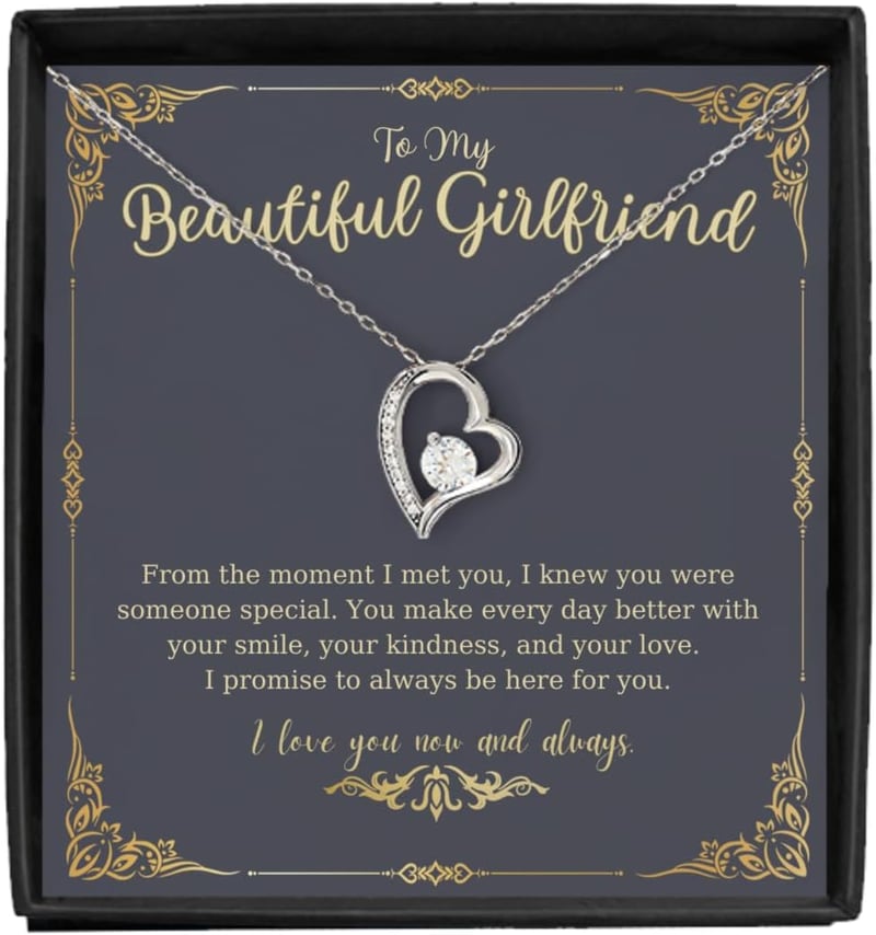Valentine's Day Sterling Silver Solitaire Necklace for Girlfriend