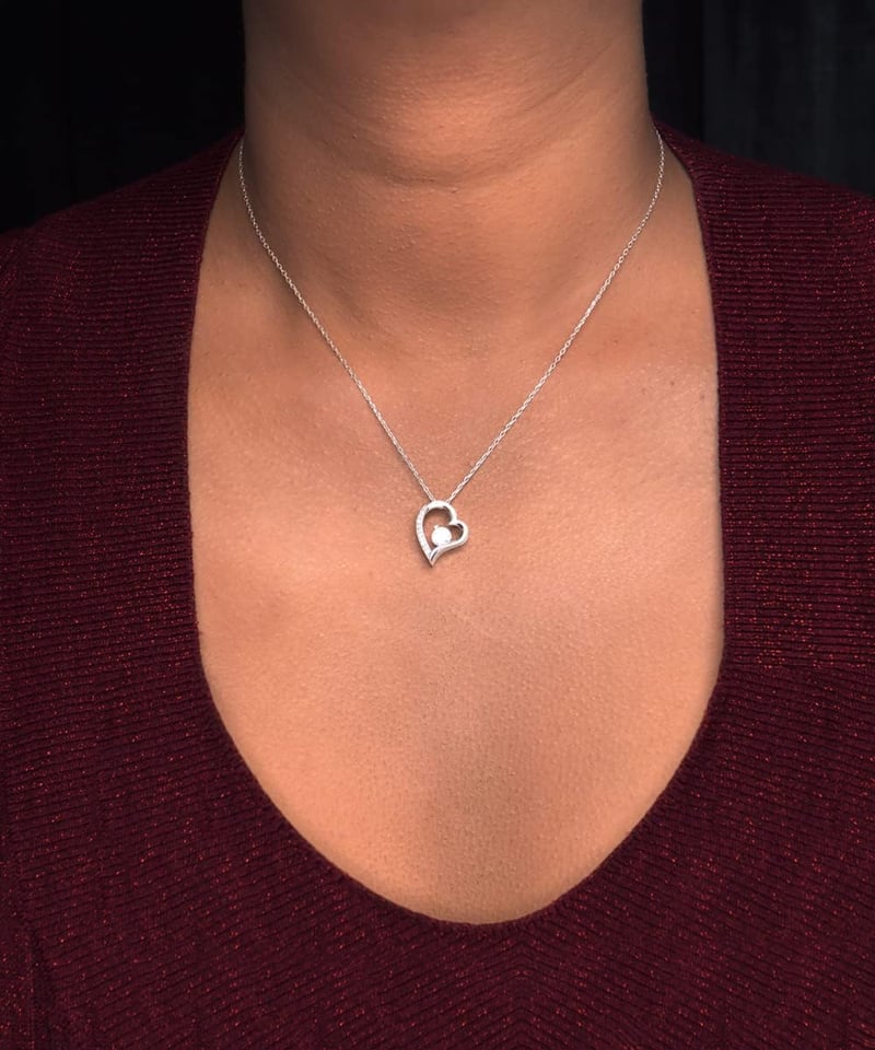 Valentine's Day Sterling Silver Solitaire Necklace for Girlfriend