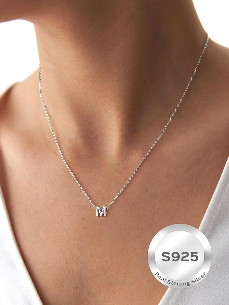 Personalized 925 Sterling Silver Initial Necklace for Women