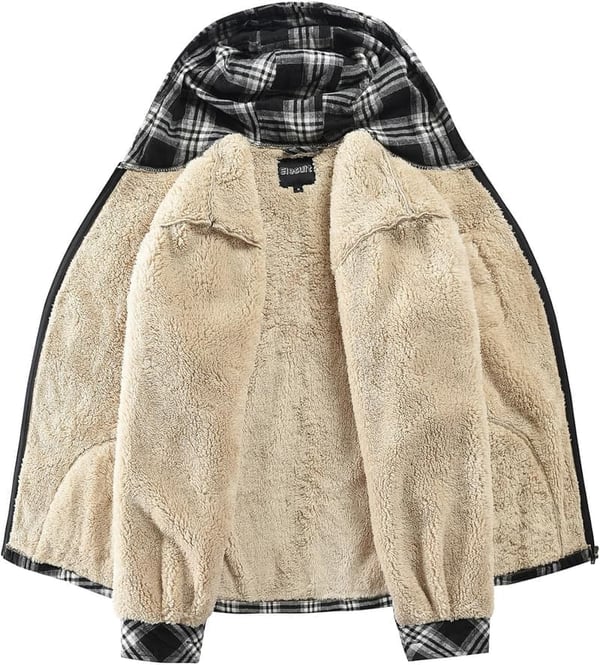 Men's Flannel Hooded Jacket - Soft Cotton Plaid Coat