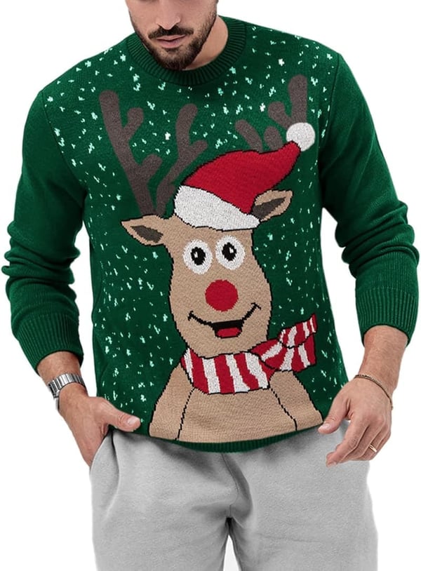 Men's Holiday Reindeer Knitted Sweater Pullover