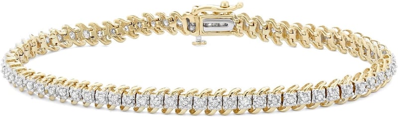 Diamond Tennis Bracelet in 10K White & Yellow Gold for Women