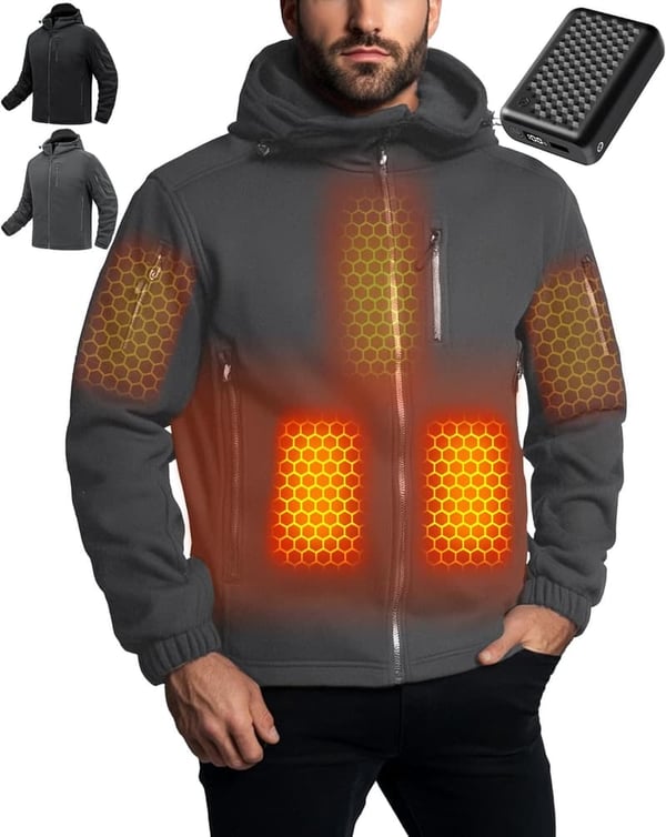 Men's Graphene Heated Fleece Jacket - 12V Fast Charge, 18400mAh
