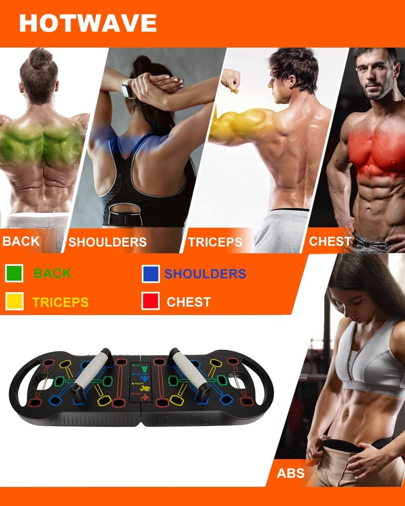 Portable Home Workout Kit with 16 Accessories & Push Up Board