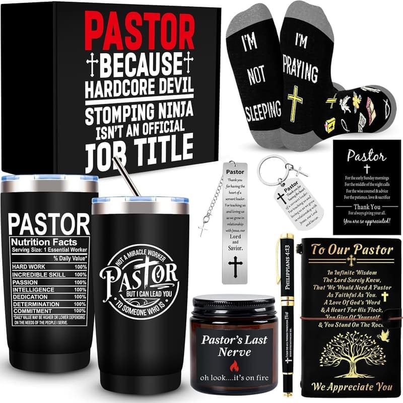 Pastor Appreciation Gift Set: Engraved Journal, Tumbler & More