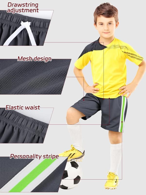 Boys Athletic Mesh Shorts - Quick Dry, 5-Pack Gym Wear