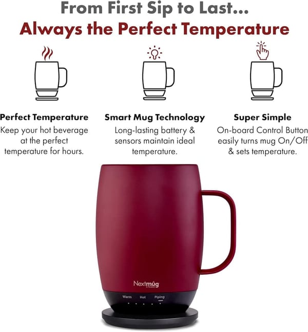 Self-Heating Temperature-Controlled Coffee Mug - 18 oz.