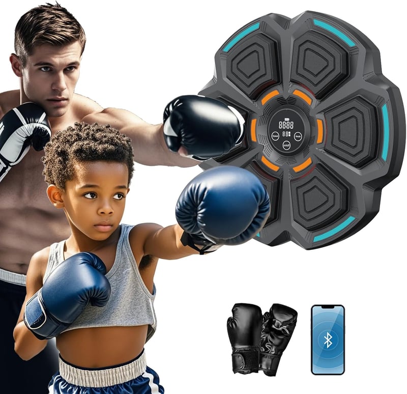Wall-Mounted Bluetooth Boxing Trainer with Gloves for Family Fitness