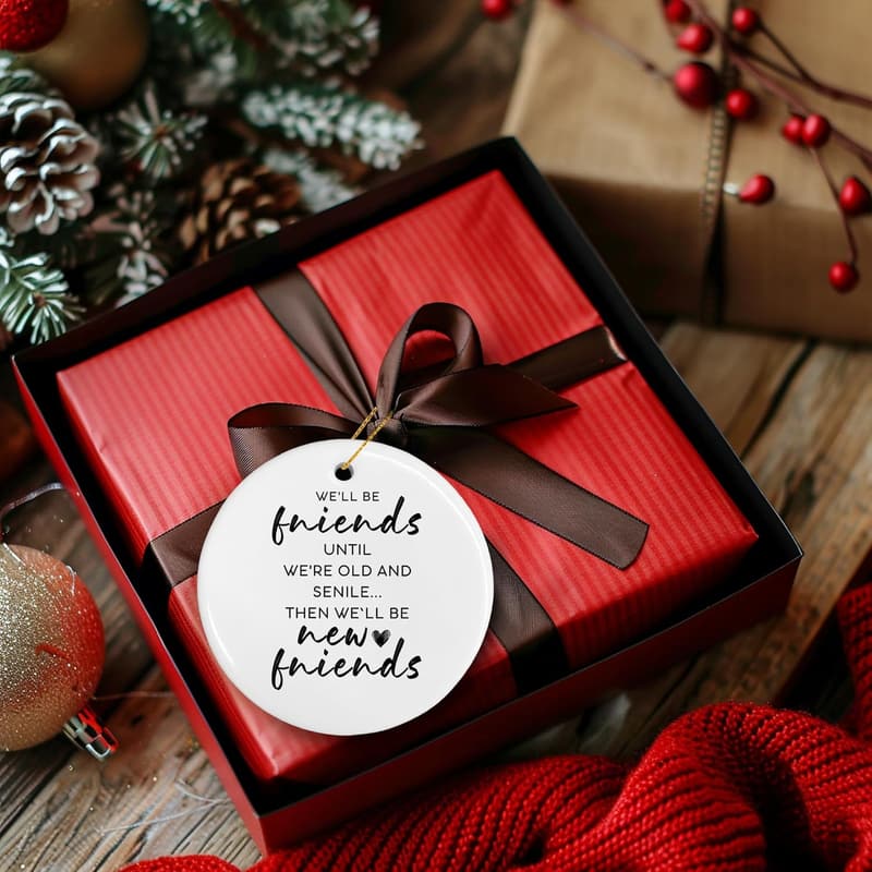 Funny Friendship Ceramic Ornaments for Christmas Decor
