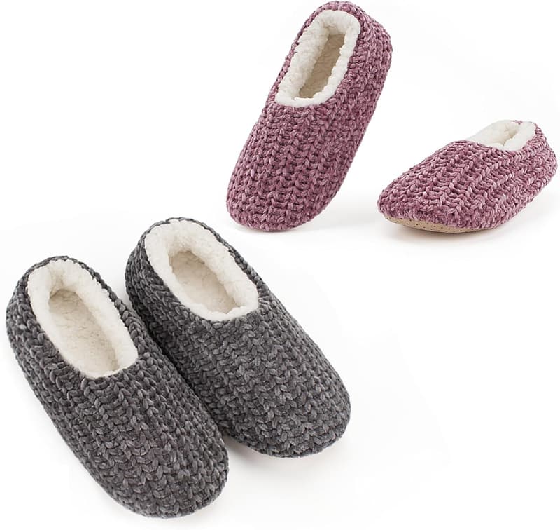 Warm Sherpa Lined Non-Slip Women's Slipper Socks Set
