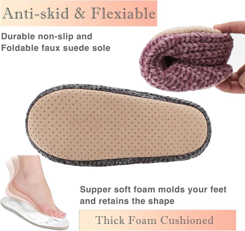 Warm Sherpa Lined Non-Slip Women's Slipper Socks Set