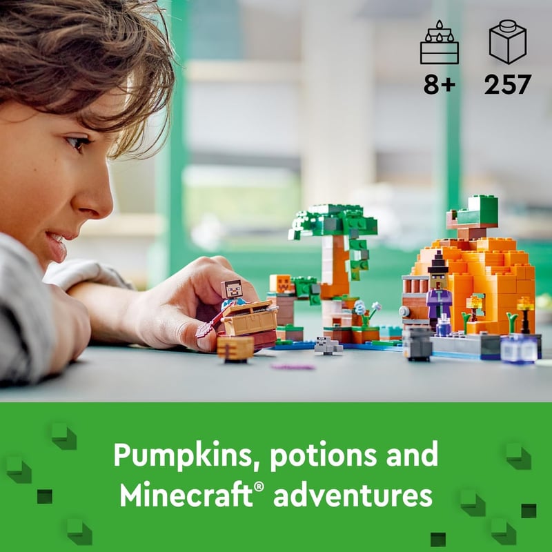 LEGO Minecraft Pumpkin Farm Building Toy for Kids 8+
