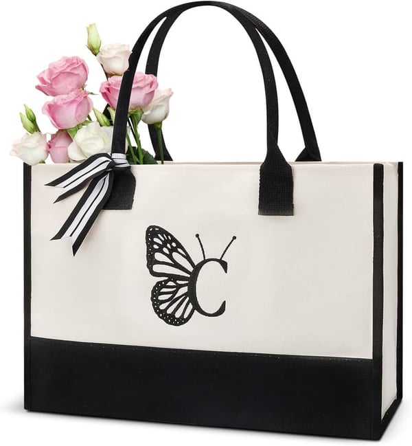 Personalized Embroidered Butterfly Tote Bag for Her Birthday
