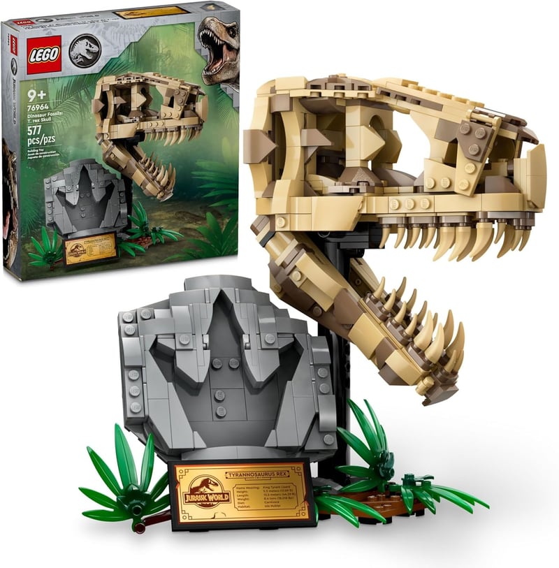 LEGO Jurassic World T. rex Skull Skeleton Model Set for Kids