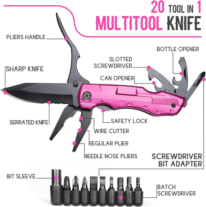 Multi-Occasion Pink Multitool Knife for Women