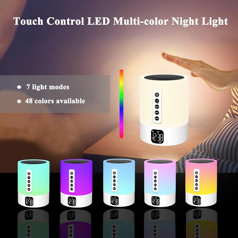 Multi-Color Changing Alarm Clock Bluetooth Speaker for Kids