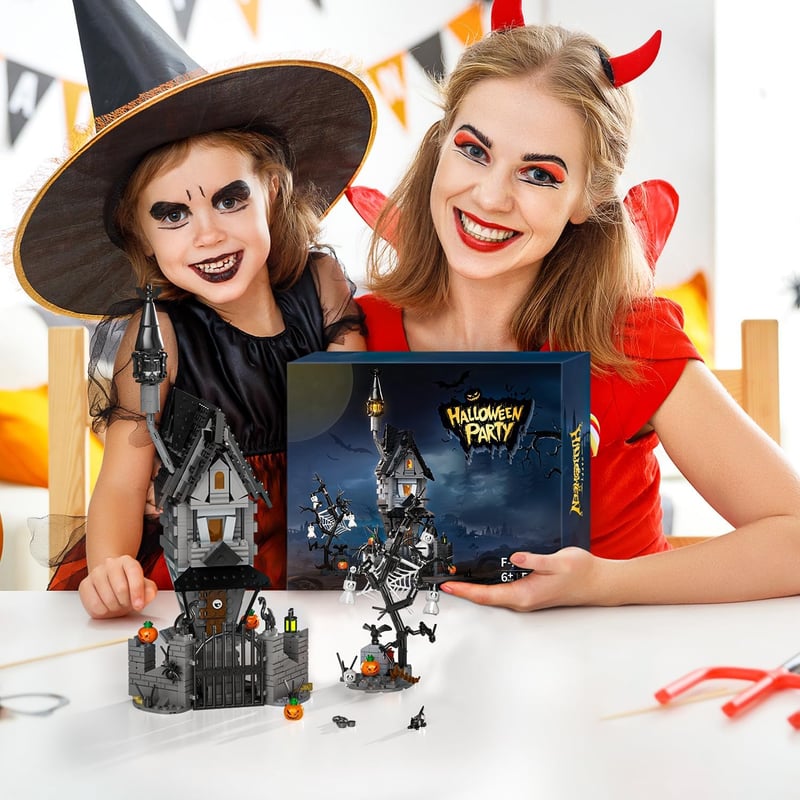 Halloween Haunted House Building Set with Light - Spooky Decor for Kids