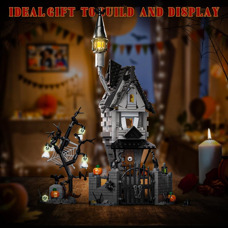 Halloween Haunted House Building Set with Light - Spooky Decor for Kids