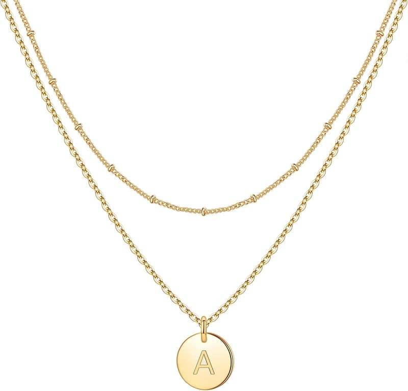 Engraved Initial Coin Necklace for Women & Teen Girls