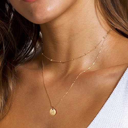 Engraved Initial Coin Necklace for Women & Teen Girls