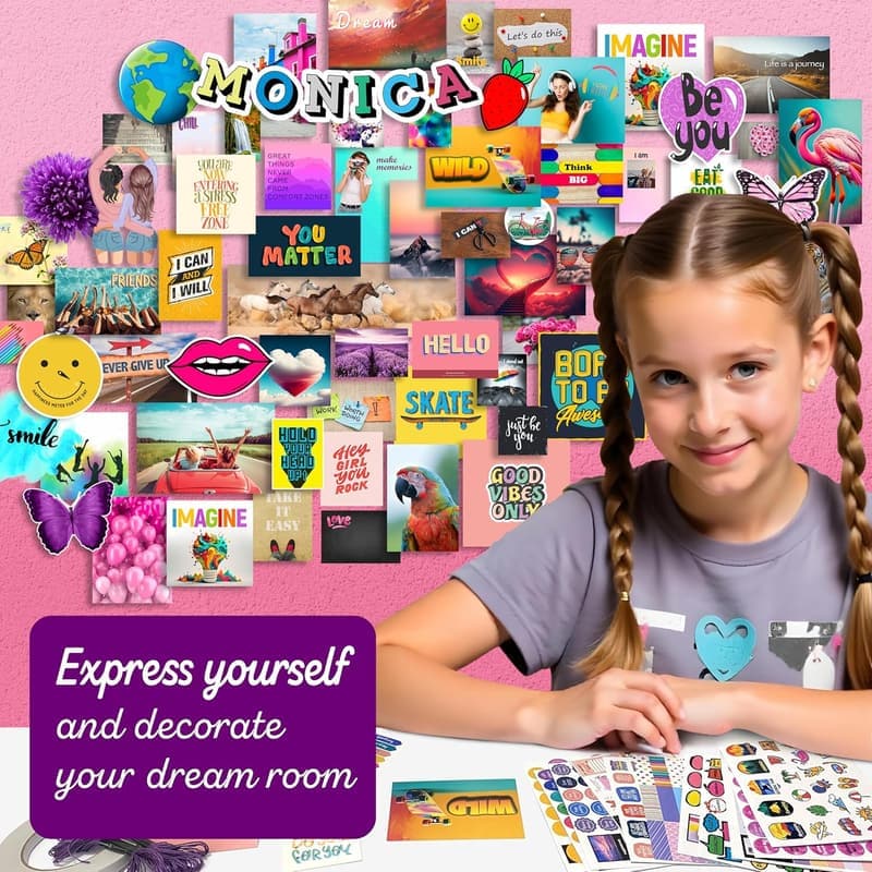 Teen Girl Room Wall Collage Kit - 1000+ DIY Crafts for Ages 10-16