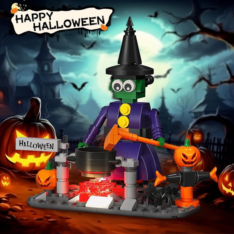Halloween Building Blocks Set - Witch, Ghost & Pumpkin Toys for Kids