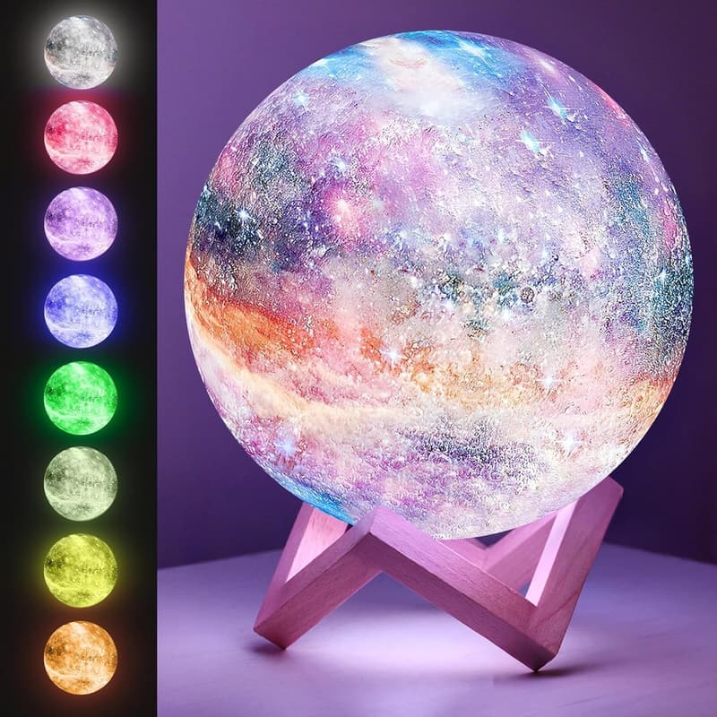Galaxy Moon Lamp with Touch Remote & Wood Stand - Perfect Birthday Gift for Teen Girls
