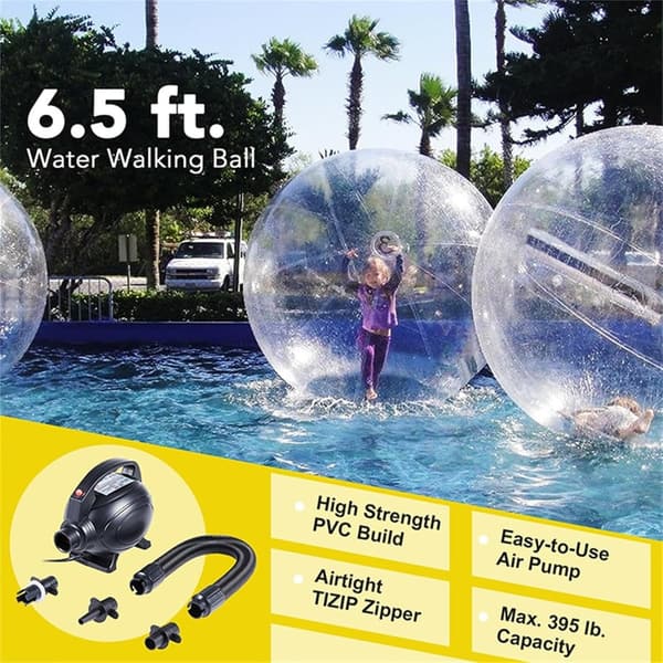 Inflatable Water Walking Ball - Clear PVC/TPU, 6.5ft