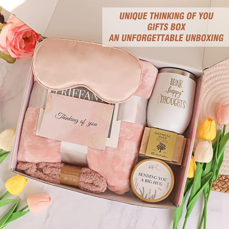 Birthday Gift Basket for Women with Luxury Flannel Blanket