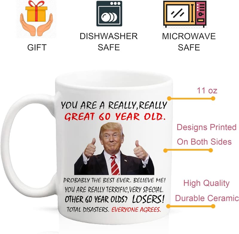 60th Birthday Mug for Women & Men - Novelty Gift 11 oz